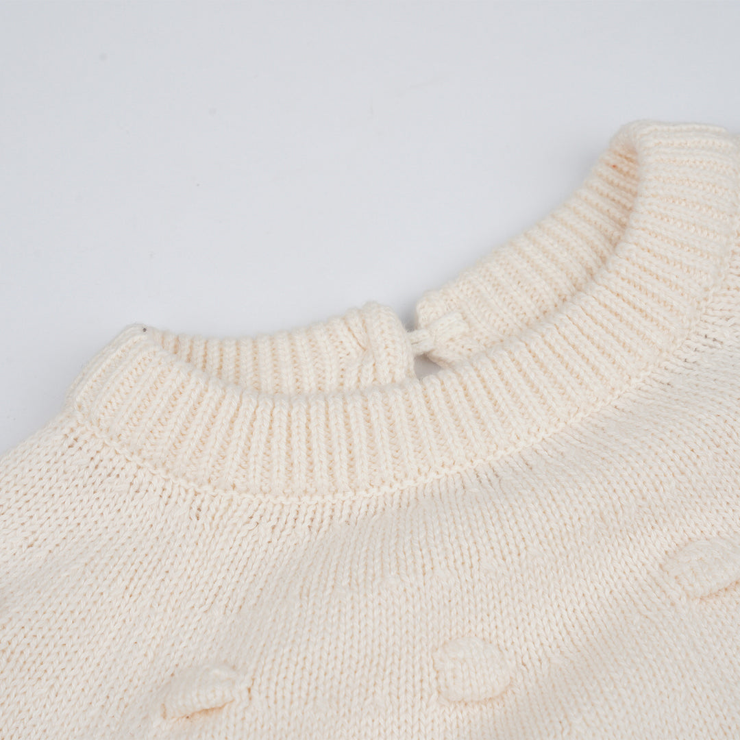 Poney Girls Brown Long Sleeve Jacquard Cable Knit Sweater