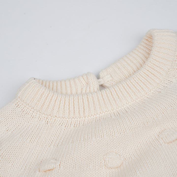 Poney Girls Brown Long Sleeve Jacquard Cable Knit Sweater