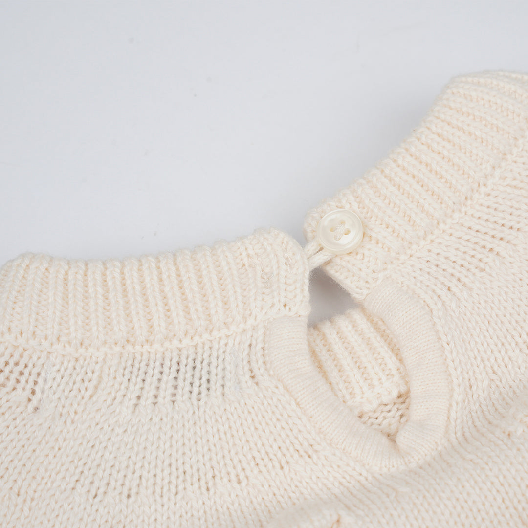 Poney Girls Brown Long Sleeve Jacquard Cable Knit Sweater