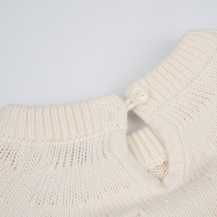 Poney Girls Brown Long Sleeve Jacquard Cable Knit Sweater