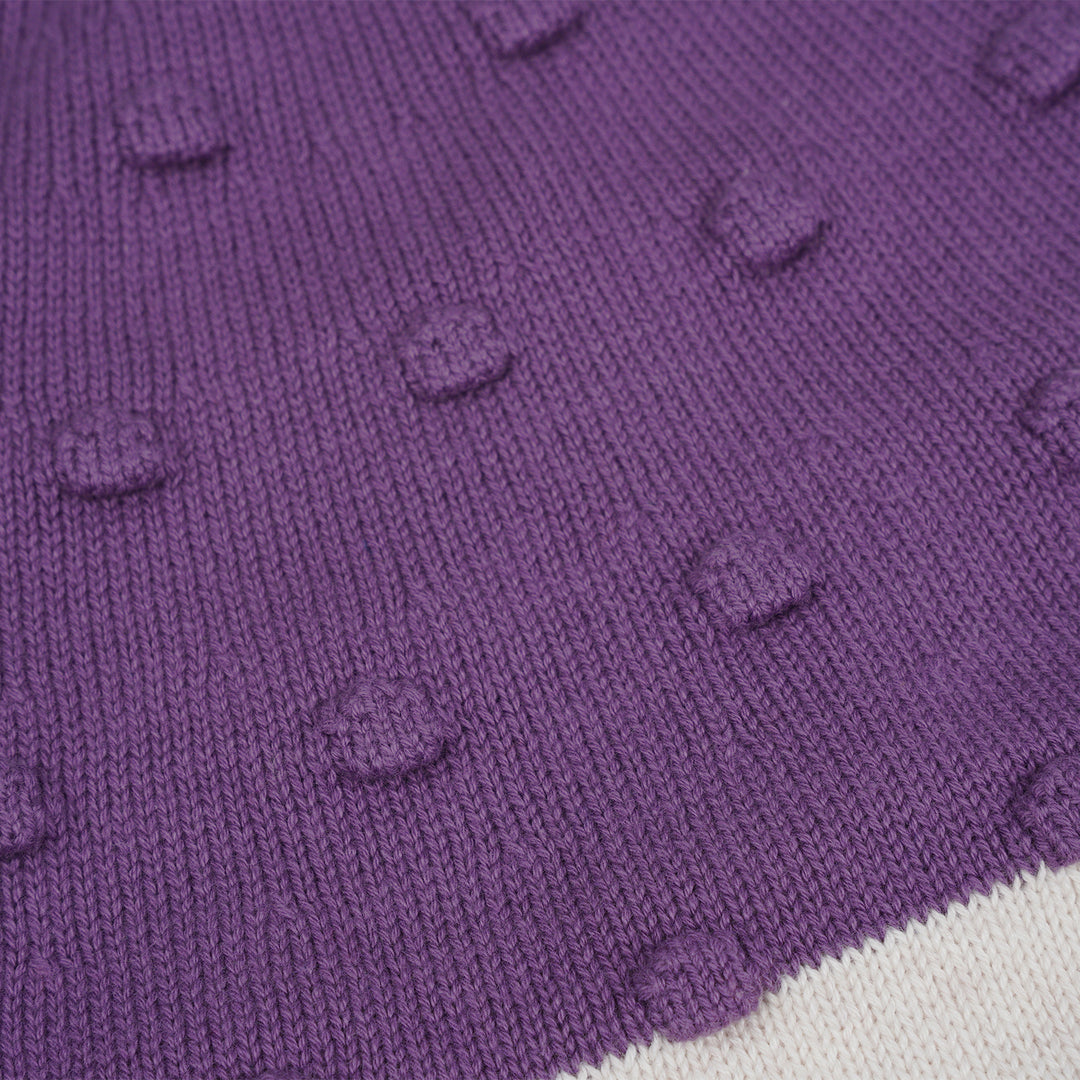 Poney Girls Purple Long Sleeve Jacquard Cable Knit Sweater