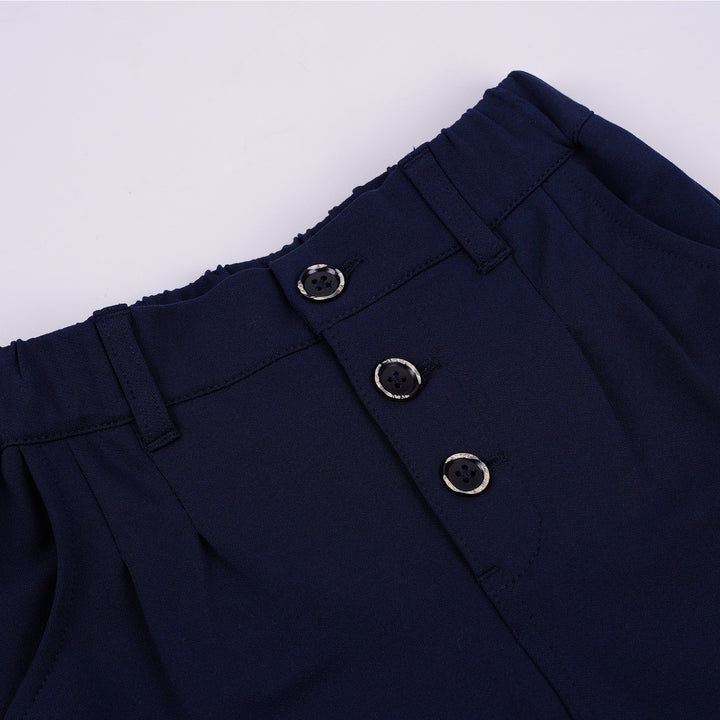 Poney Girls Navy Buttoned Long Pants