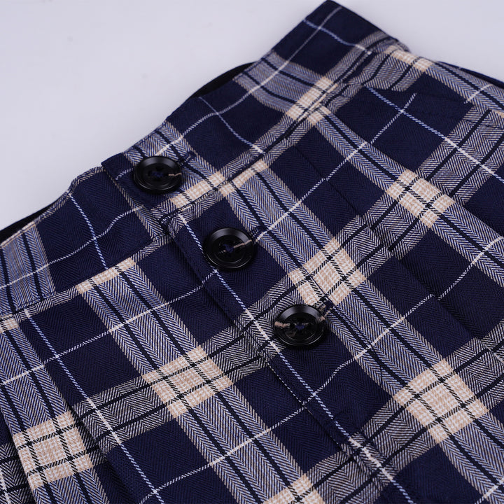 Poney Girls Navy Tarttersall Plaid Trousers