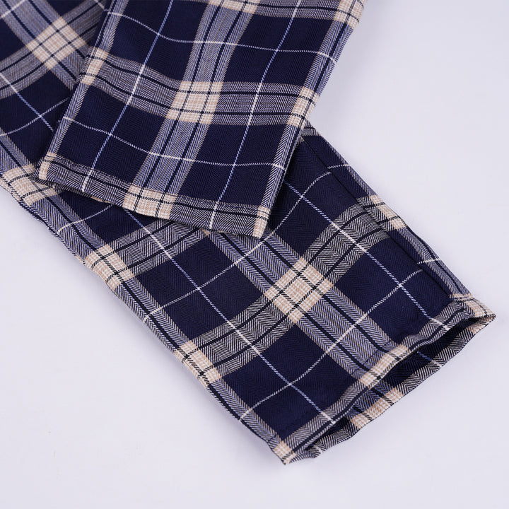 Poney Girls Navy Tarttersall Plaid Trousers