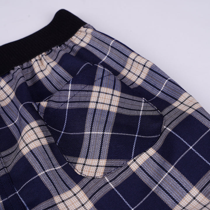 Poney Girls Navy Tarttersall Plaid Trousers