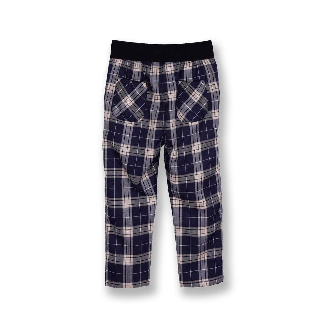 Poney Girls Navy Tarttersall Plaid Trousers