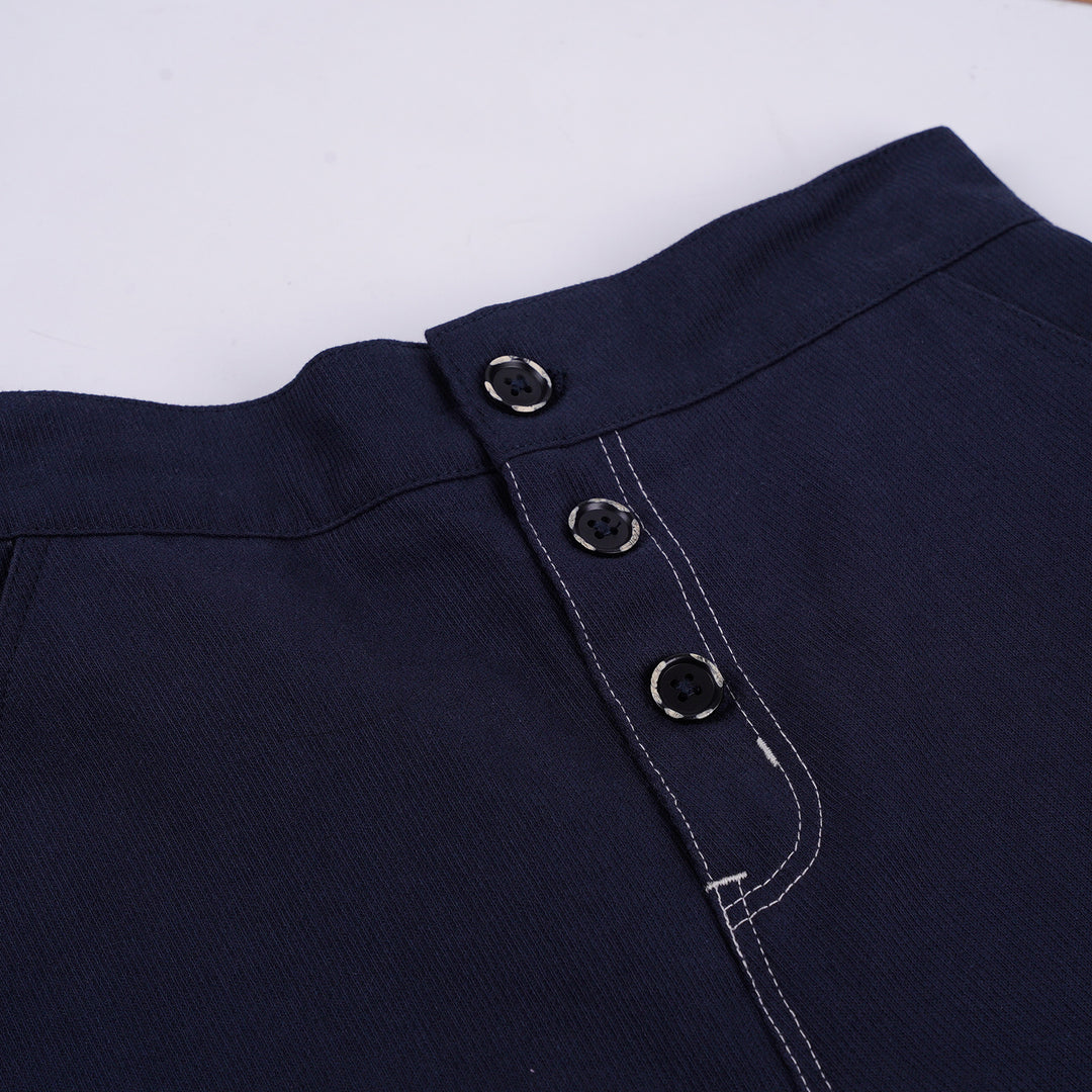 Poney Girls Navy Buttoned Wide Leg Long Pants