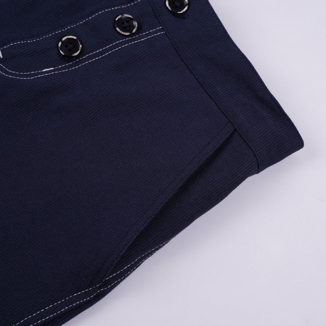 Poney Girls Navy Buttoned Wide Leg Long Pants