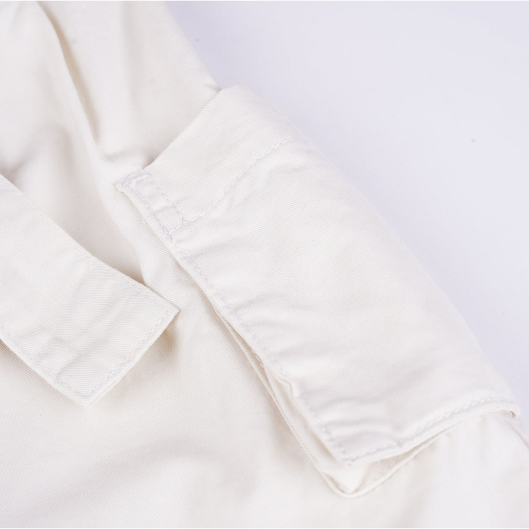 Poney Girls White Cotton Jacquard Trousers with Belt Details