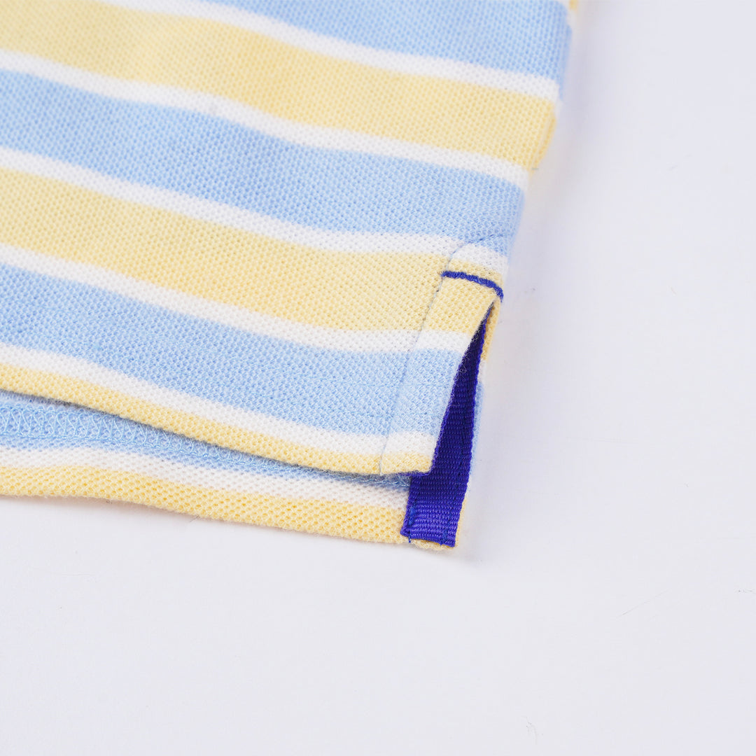 Poney Boys Light Blue Yard Dye Stripe Short Sleeve Polo