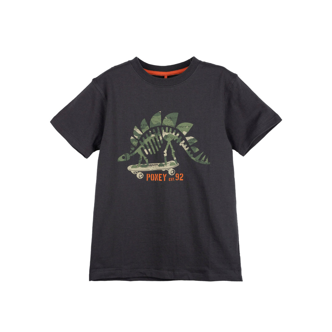 Poney Boys Dark Grey Camo-Dino Skater Short Sleeve Tee