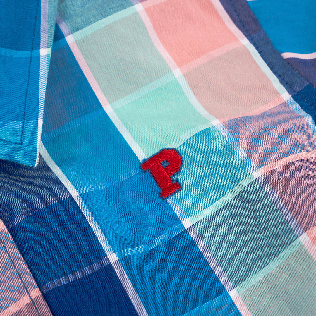Poney Boys Blue Checks Short Sleeve Shirt