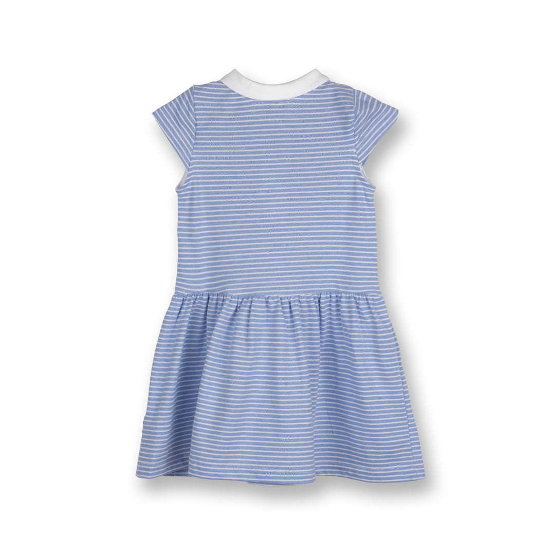 Poney Girls Blue Striped Polo Short Sleeve Dress