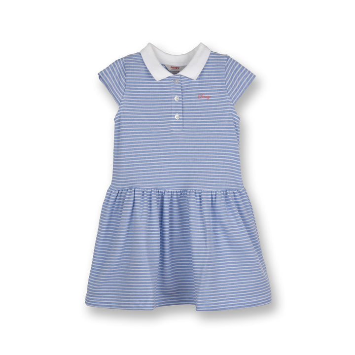 Poney Girls Blue Striped Polo Short Sleeve Dress