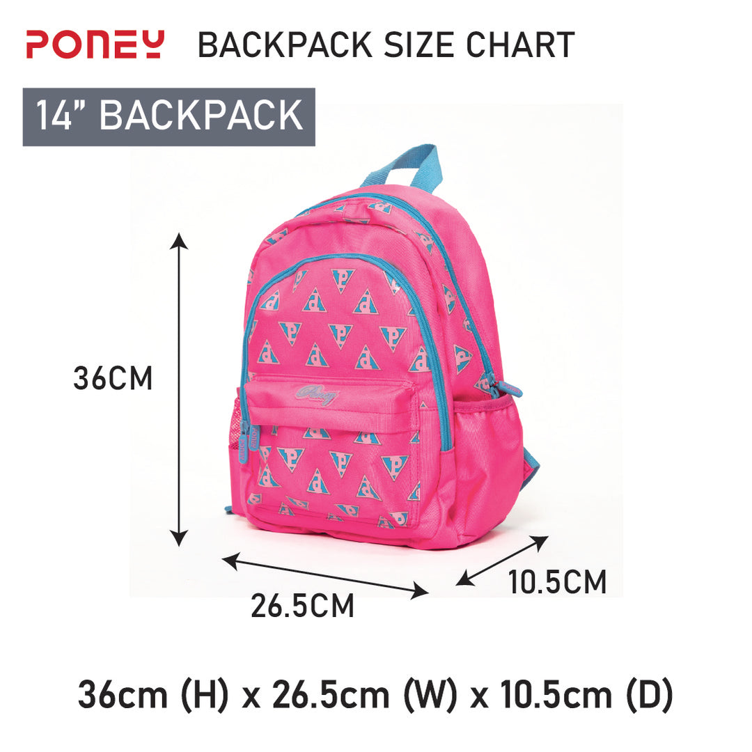 Poney Girls Pink Poney Logo Printed 14'' Backpack Bag TG010