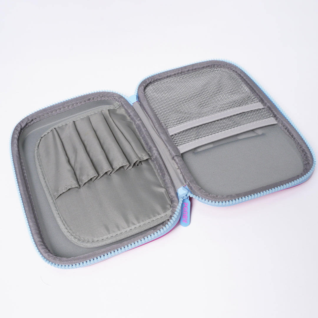 Poney Girls Pink Poney Logo Full Print Hardtop Pencil Case KG004