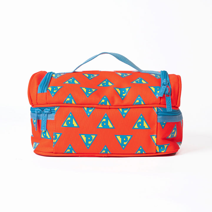 Poney Girls Orange Poney Logo Full Print Double Zipper Lunch Bag KG006