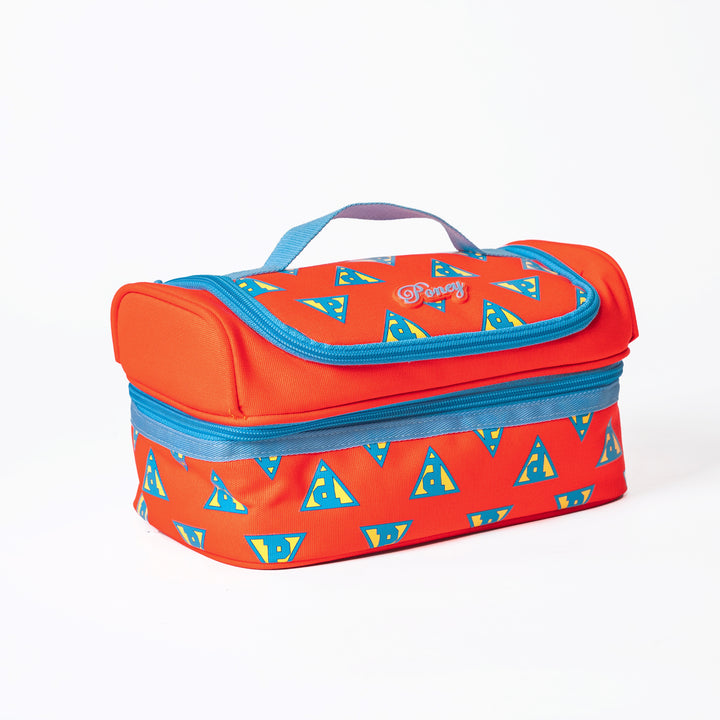 Poney Girls Orange Poney Logo Full Print Double Zipper Lunch Bag KG006