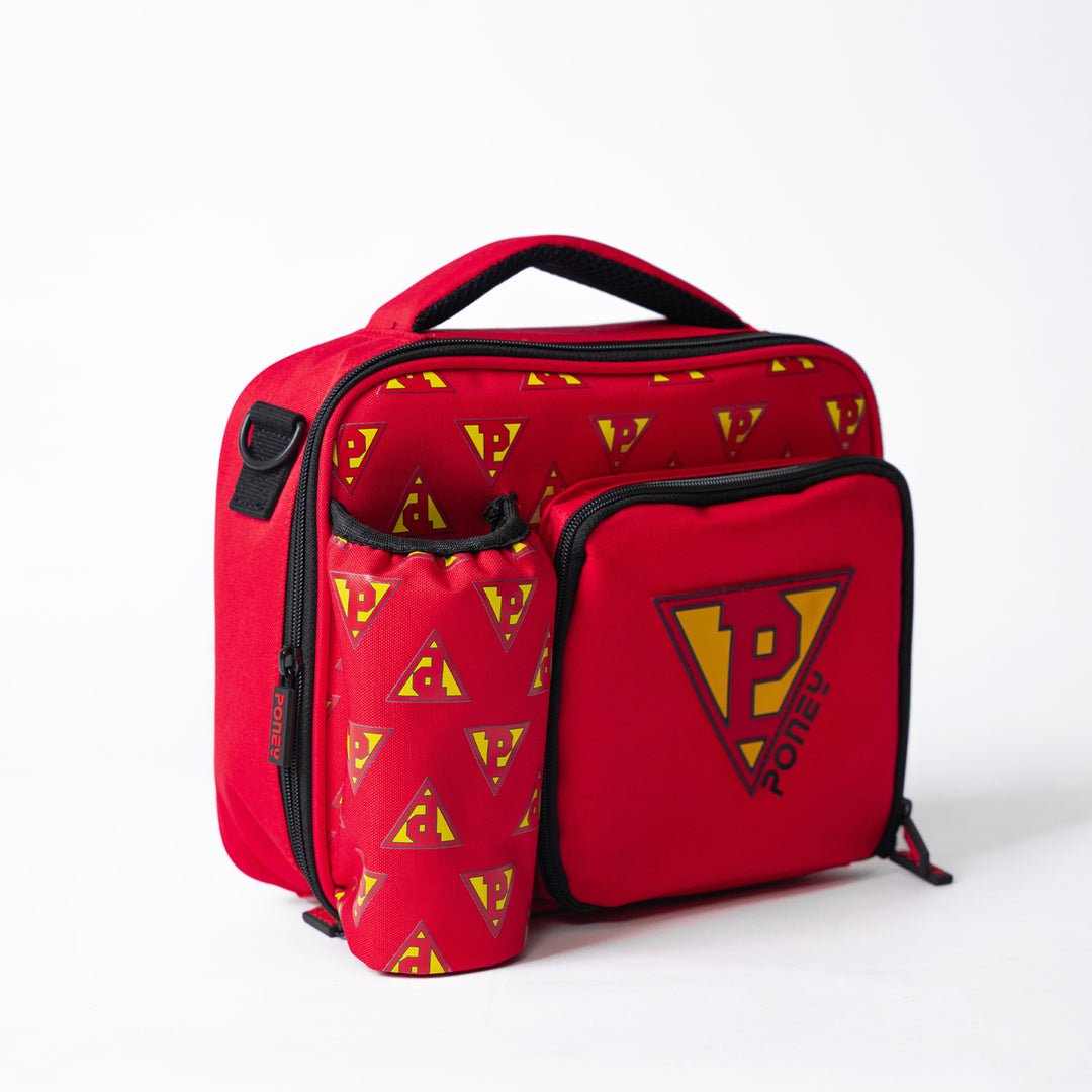 Poney Boys Red Poney Logo Full Print Lunch Bag with Bottle Holder & Pencil Case TB002