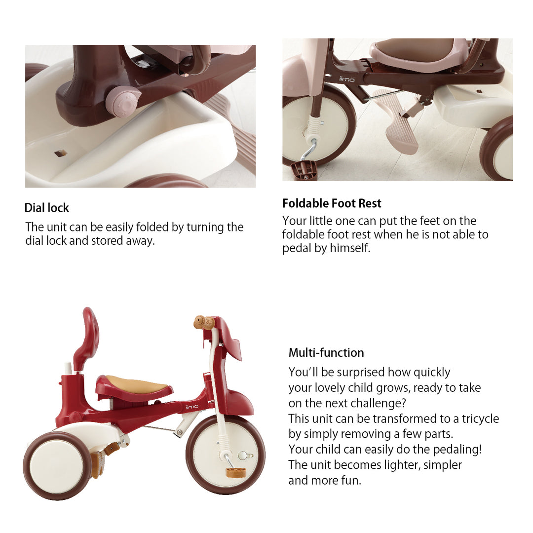 iimo #02 Eternity Red 3in1 Foldable Tricycle for Kids IMT-0211