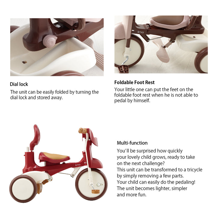 iimo #02 Eternity Red 3in1 Foldable Tricycle for Kids IMT-0211