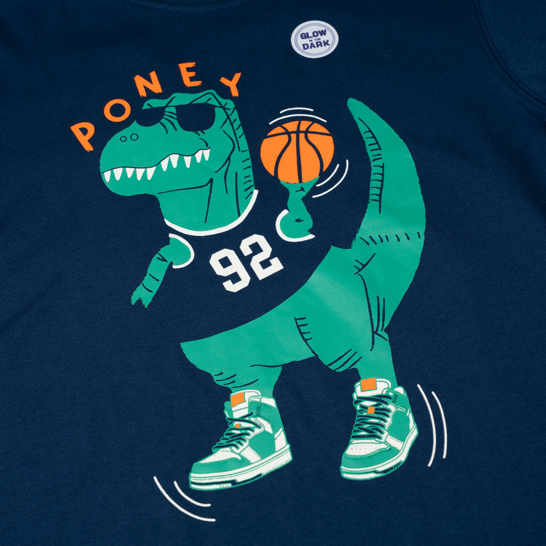 Poney Boys Navy Hoopsaurus Regular Fit Short Sleeve Tee
