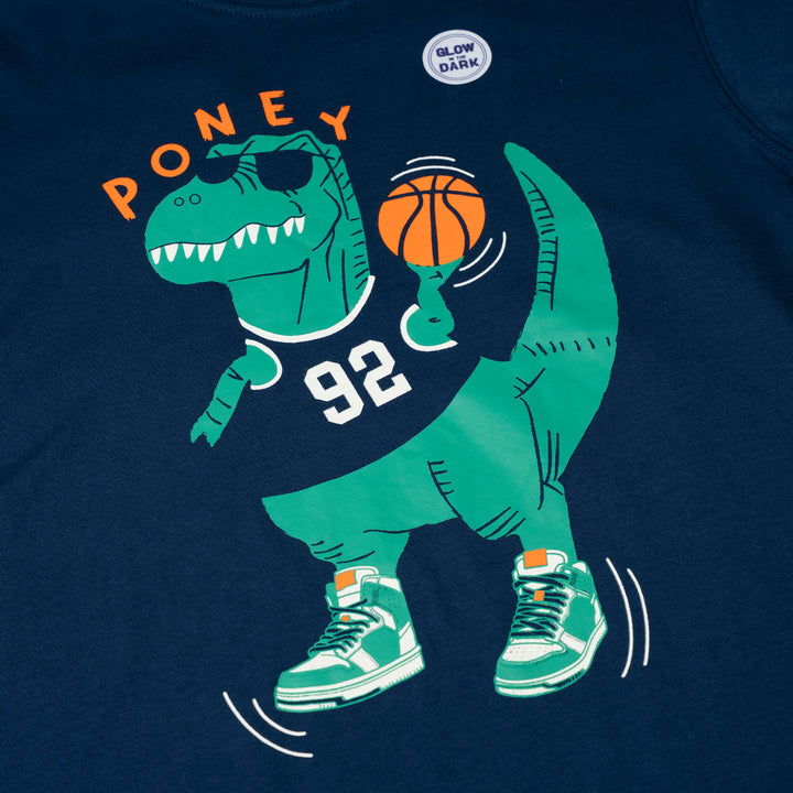 Poney Boys Navy Hoopsaurus Regular Fit Short Sleeve Tee