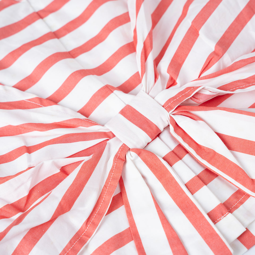 Poney Girls Red Striped with Back Ribbon Sleeveless Blouse