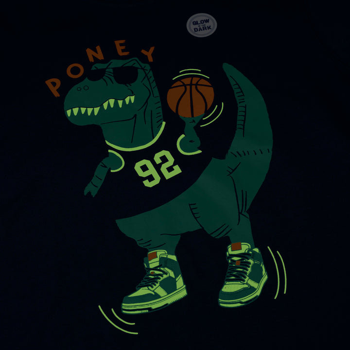 Poney Boys Navy Hoopsaurus Regular Fit Short Sleeve Tee