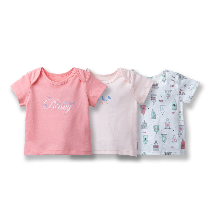 Poney Baby Girls Assorted Colors 3-Pack S/Sleeve Top 0034