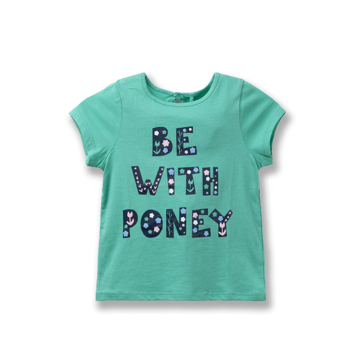 Poney Girls Green Be With Poney Short Sleeve Tee