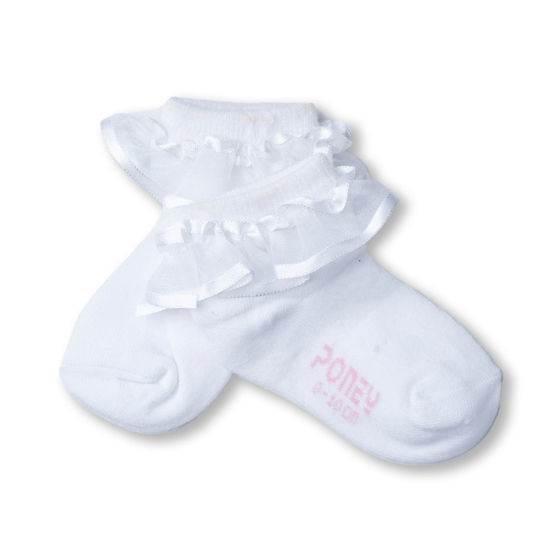 Poney Baby Girls Poney Logo with Ruffles Socks