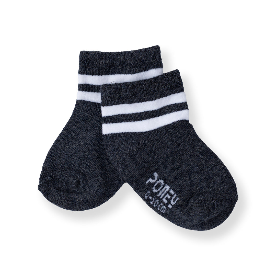 Poney Baby Boys Double White Line Navy Socks (2091AB)