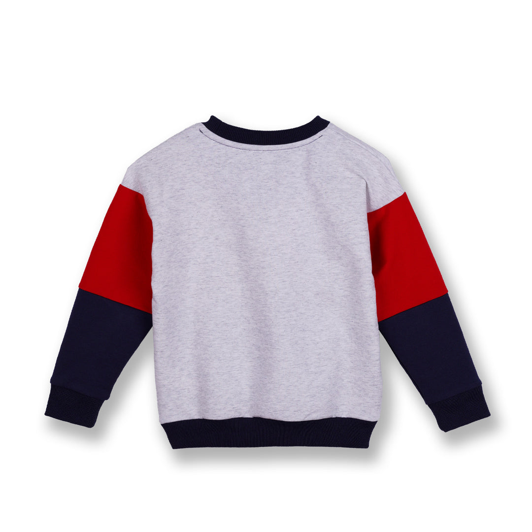 Poney Boys Melange Colour Blocking Long Sleeve Sweatshirt