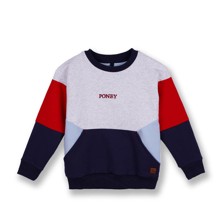 Poney Boys Melange Colour Blocking Long Sleeve Sweatshirt
