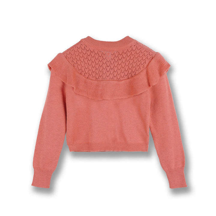 Poney Girls Light Pink Pointelle Cardigan