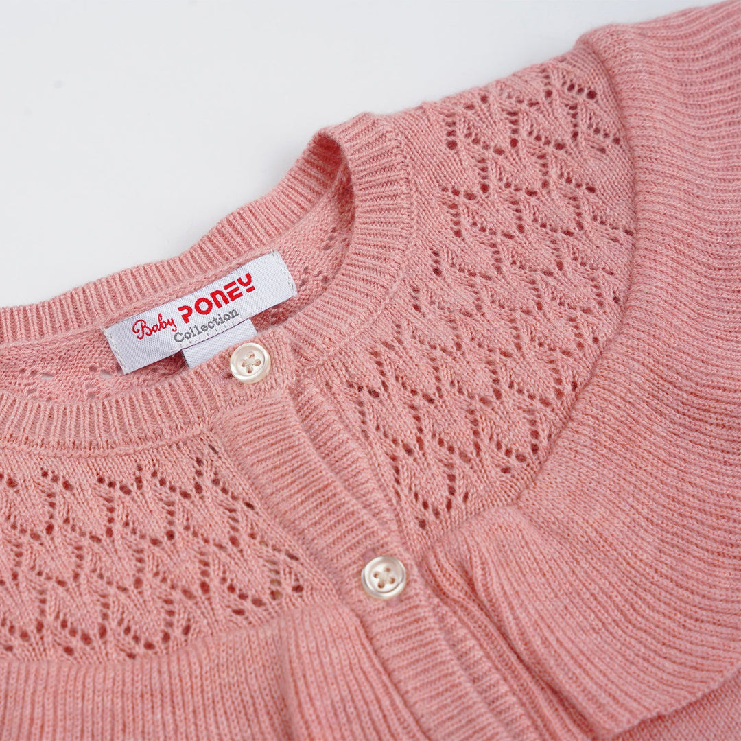 Poney Girls Pink Pointelle Cardigan