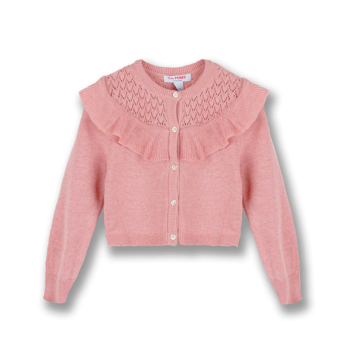 Poney Girls Pink Pointelle Cardigan