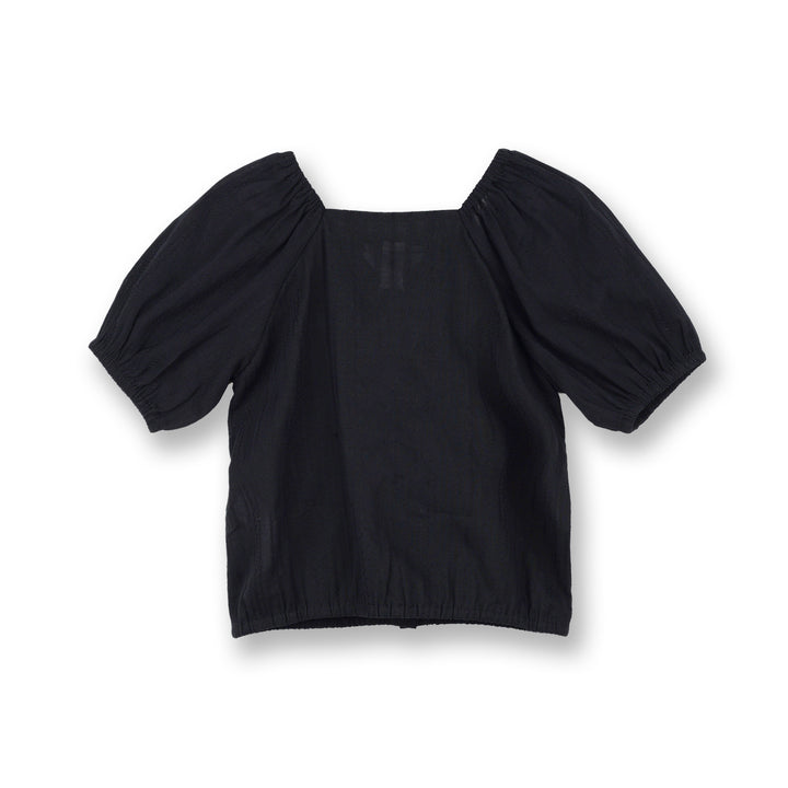 Poney Girls Black Textured Cropped Blouse