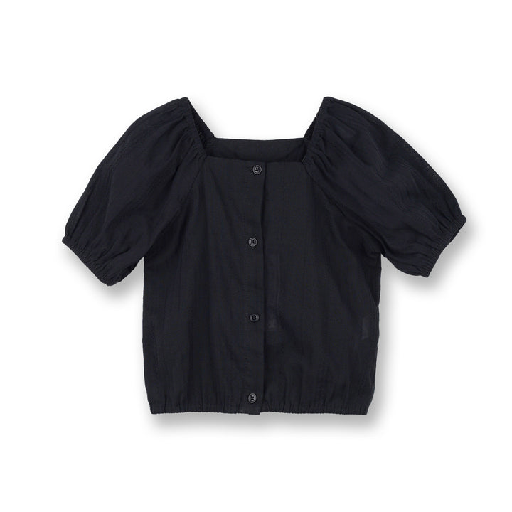 Poney Girls Black Textured Cropped Blouse