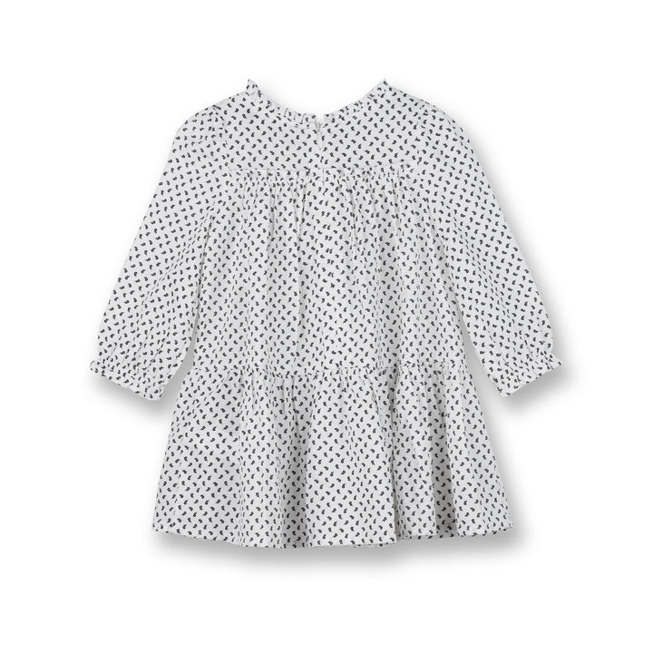 Poney Girls White Long Sleeve Floral Panelled Dress 1230061