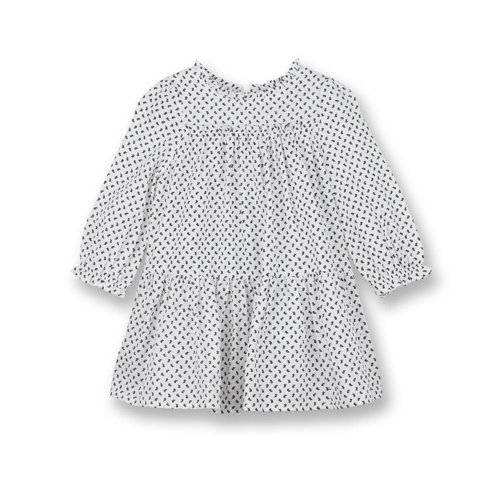 Poney Girls White Long Sleeve Floral Panelled Dress 1230061