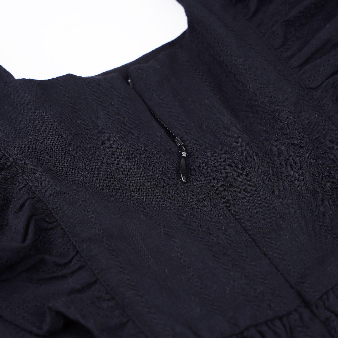Poney Girls Black Short Sleeve Jacquard Dress 1230063