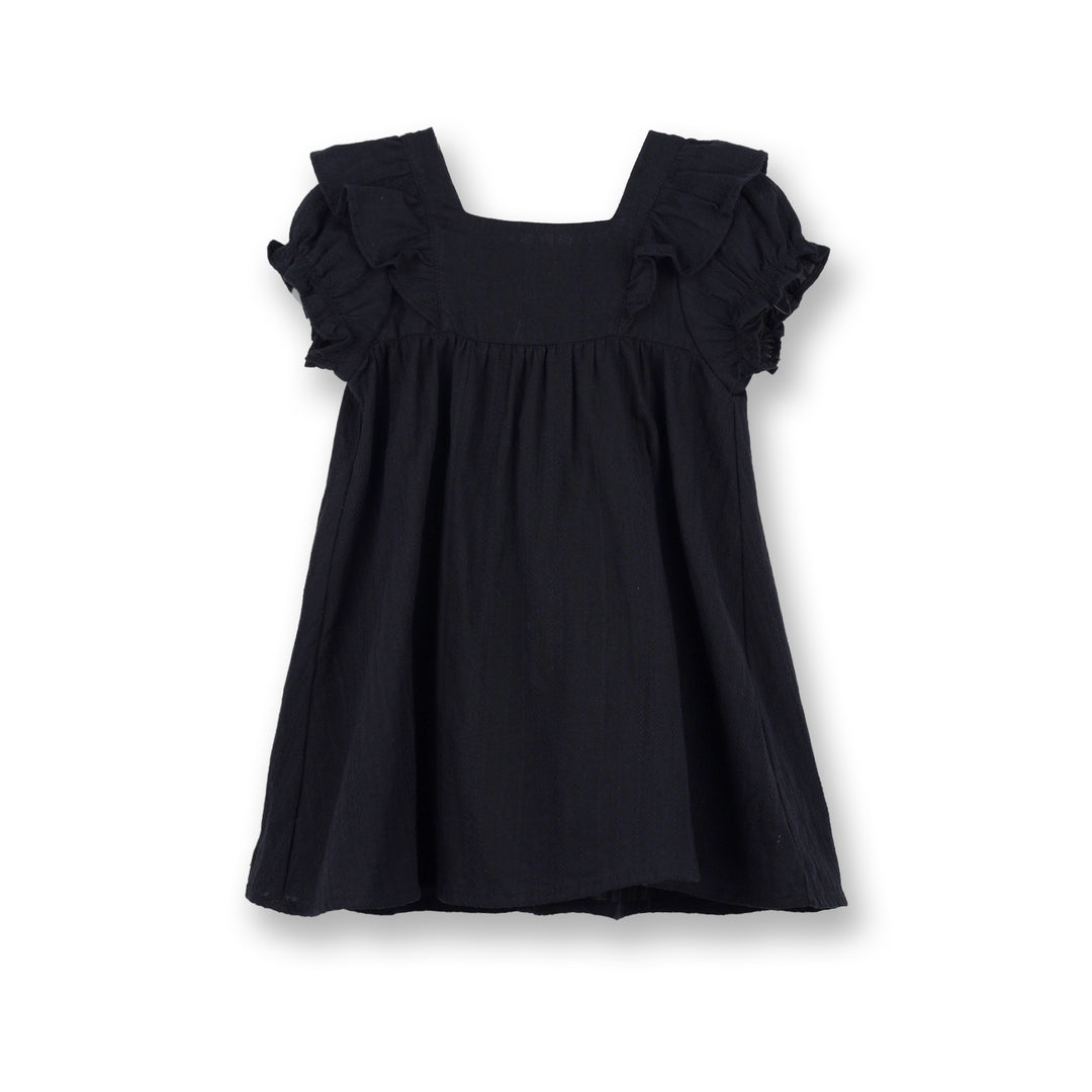 Poney Girls Black Short Sleeve Jacquard Dress 1230063