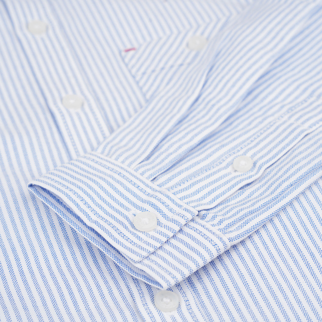 Poney Boys Blue Stripes Oxford Long Sleeve Shirt