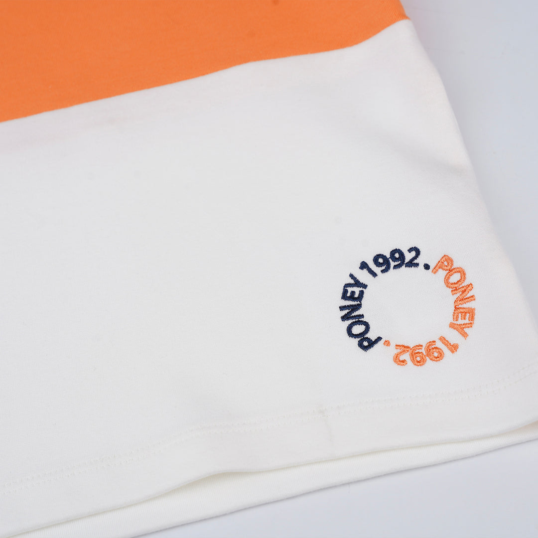 Poney Boys Navy Colour Blocking Striped Oversized Short Sleeve Tee