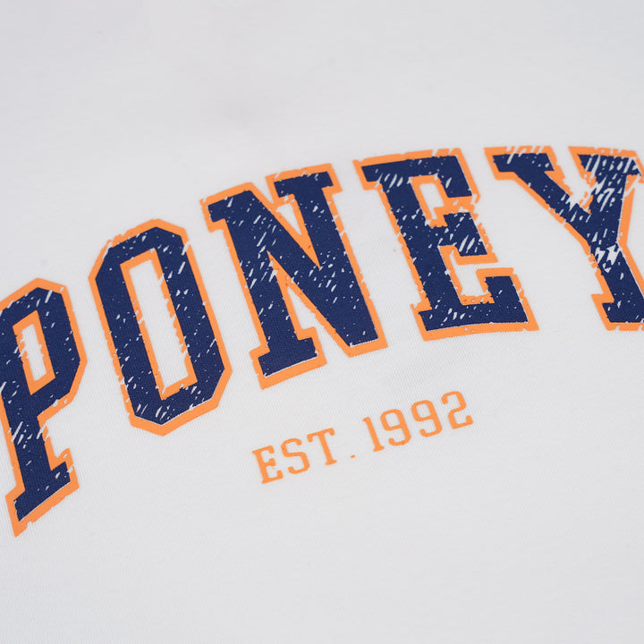 Poney Boys White Colour Blocking With Logo Oversized Short Sleeve Tee