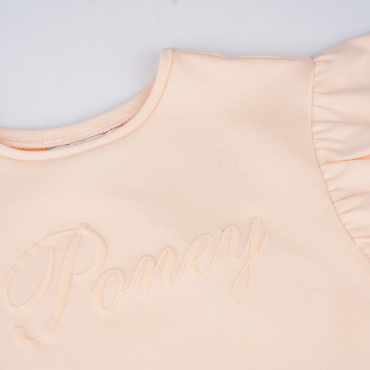 Poney Girls Light Orange Ruffled Short Sleeve Top