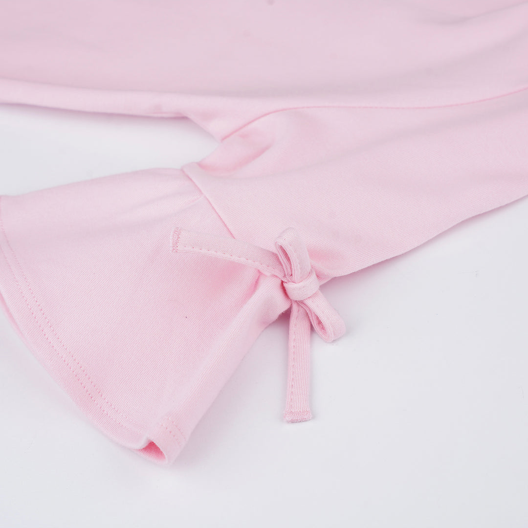 Poney Girls Pink Midi Ribbon Sleeve Dress