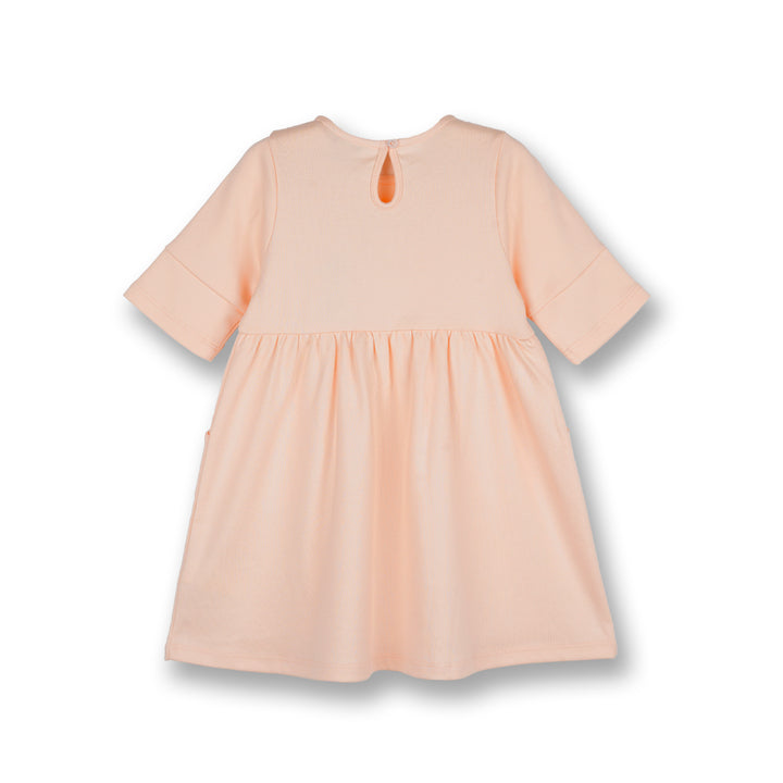 Poney Girls Light Orange Mid Sleeve Dress